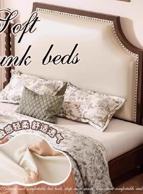 美式复木古风实床1双.5m1.8m人床主床软公靠轻奢中古风卧55430室