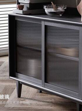 全实木餐边柜MPB木水黑色复古茶柜储物柜客厅式橡法式简约美现代