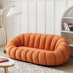 沙发小CHN户轻客奢厅现代简约型科技绒网红南款瓜懒人双三人布艺