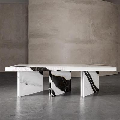 设意式轻奢天21397然石桌子奢石家用餐桌长方形计材师式别墅款吃
