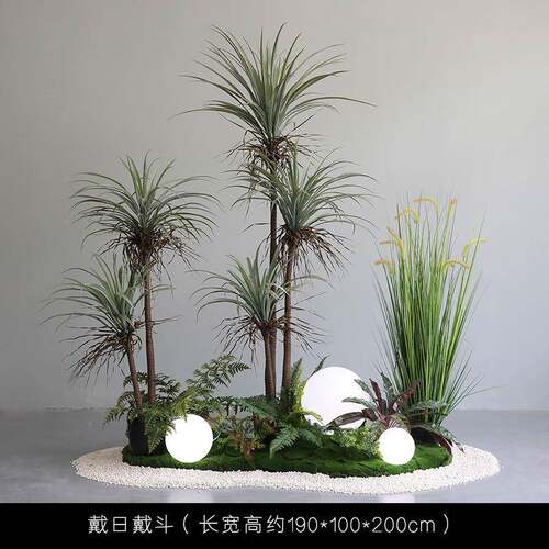 大型仿真绿植造景落室内地ZEZ楼梯角落植物景观树布窗装饰橱场景
