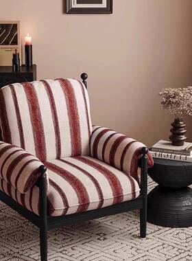 法式复古乌赤椅客厅阳设台计师靠51924背单人沙发椅中古风休闲懒