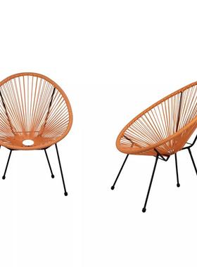 3195户外椅子水U抗V露台别墅高档舒适编藤椅防子面椅条月亮椅蛋椅