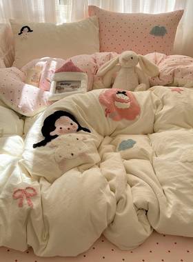 a卡床上用品件AWS四套纯棉2025新款kt猫被套类床单学生宿舍三件套