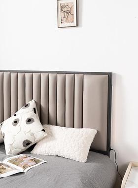 实木床包17109靠背单买简约美头式软科技布落地床头板轻光奢带灯