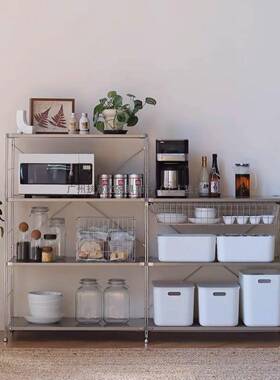 不锈钢日式置物架多层落地储物架TUH厨台客厅收阳纳多层架收纳房