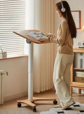 实木书桌脑桌小户型升降学习桌叠子家用移动床77552边可桌折电小