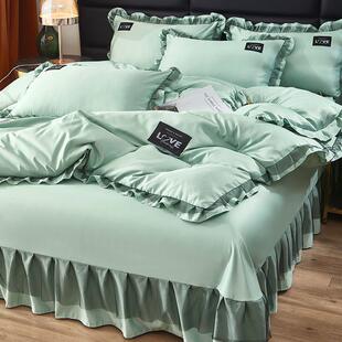 KGY韩版轻奢水洗冰床丝四件套纯色春季夏天丝丝床滑裸睡冰丝单被