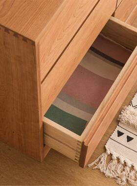 日木式简木约实斗柜樱桃卧室现柜代储物黑胡桃木收纳柜家用电9753