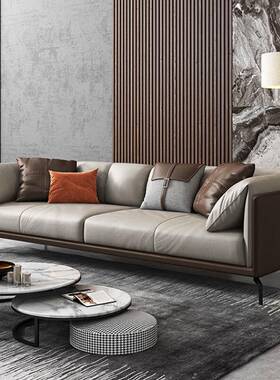 意式办公沙发简约商会务40270接待闲休洽谈客公室办三人位茶几组