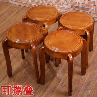实木凳子家凳圆餐桌凳凳用板时尚折叠中式可摞叠餐16899厅简约特