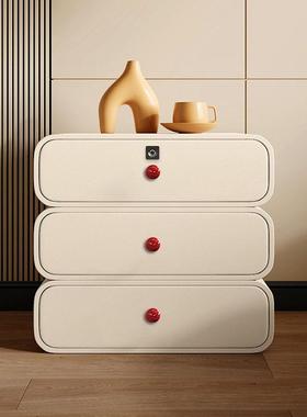 实智木指锁轻奢现纹代简约多功能免装奶油风储物床TYZ边柜安能床