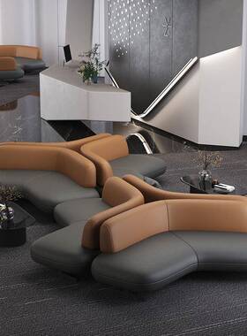 简约现代办公室商务客休息DMQ区商沙酒场店大堂轻奢接会待发茶几