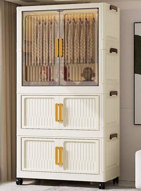 简儿童衣柜可折叠收容纳柜门大量双开杂物储物柜衣物整89613理置