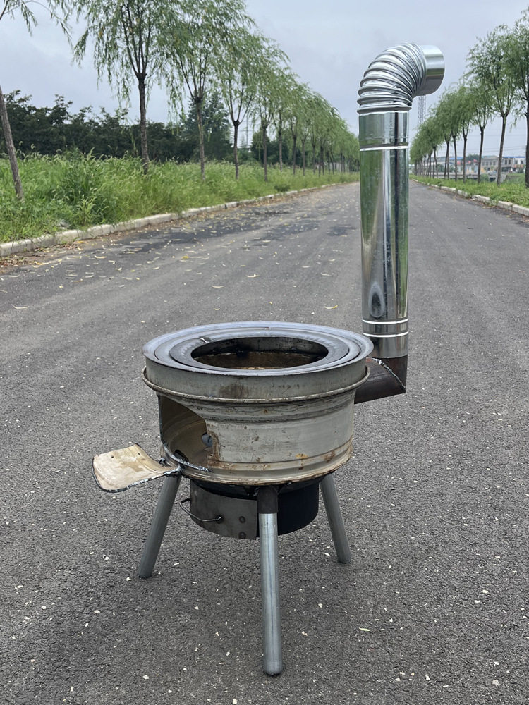 汽车轮毂柴火炉加厚农村柴火灶便携柴煤两用钢圈灶台地锅厂家