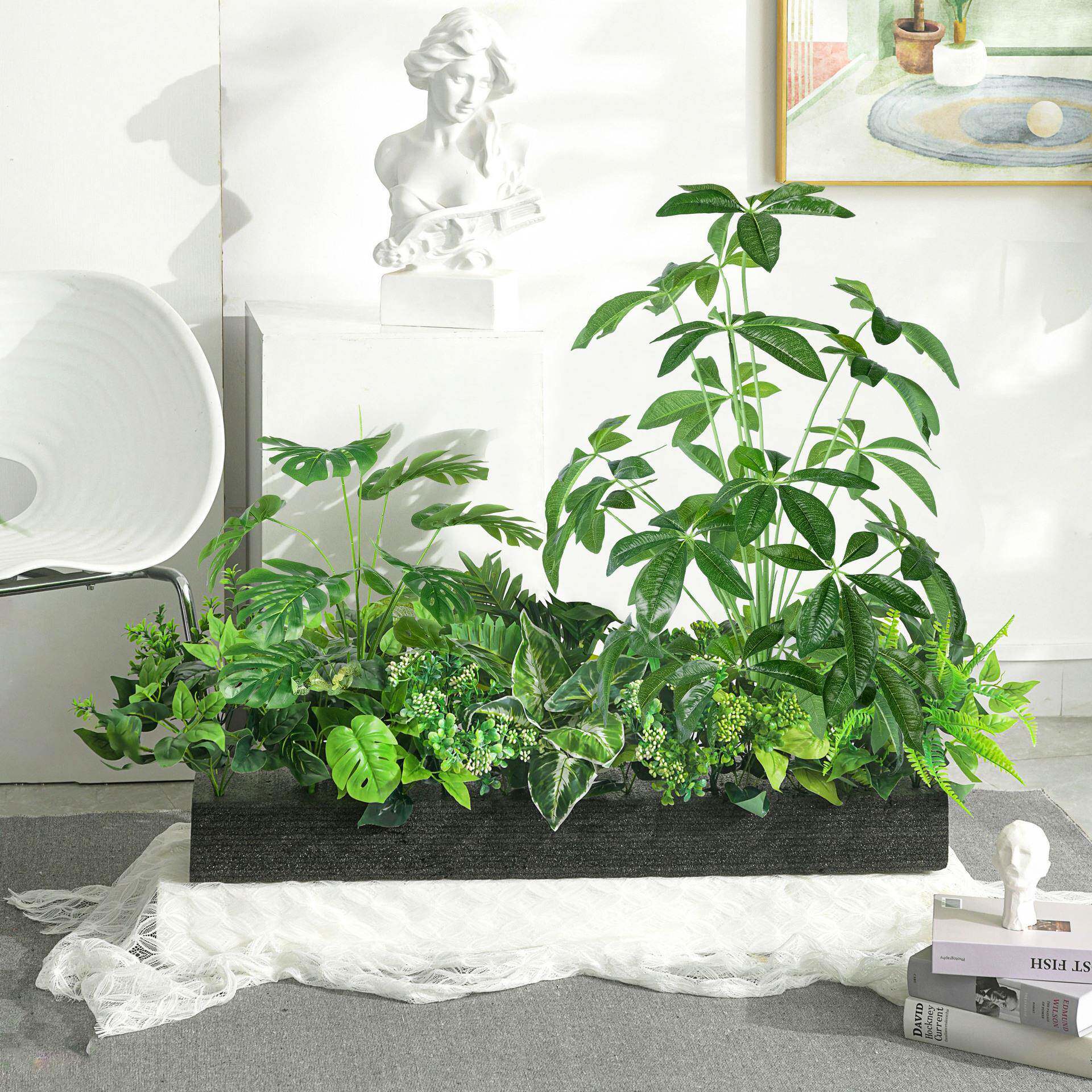户外花箱仿真绿植造景组合商场橱窗造景仿真植物假绿植栅栏造景