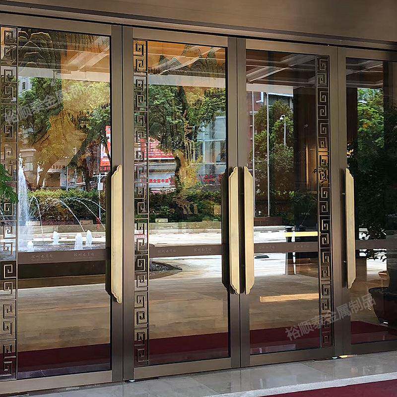 豪华酒店宴会大厅不锈钢大门售楼部工程推拉钢化玻璃门