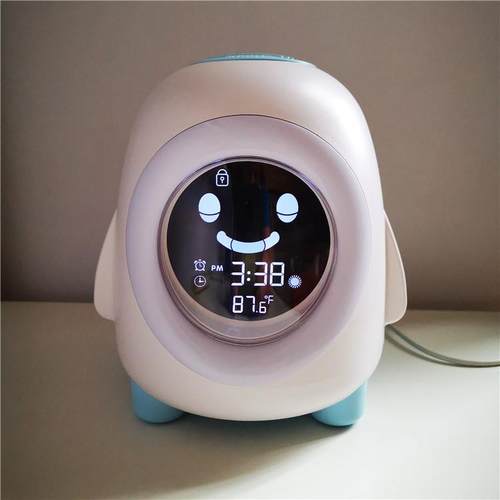 企鹅儿童睡眠训练闹钟学生卡通闹钟智能情景LED灯声光音乐闹钟