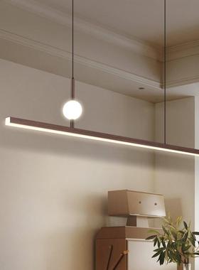 中古风轻奢餐厅吊灯一字长条极简岛台餐桌吧台LED护眼吊线灯casa