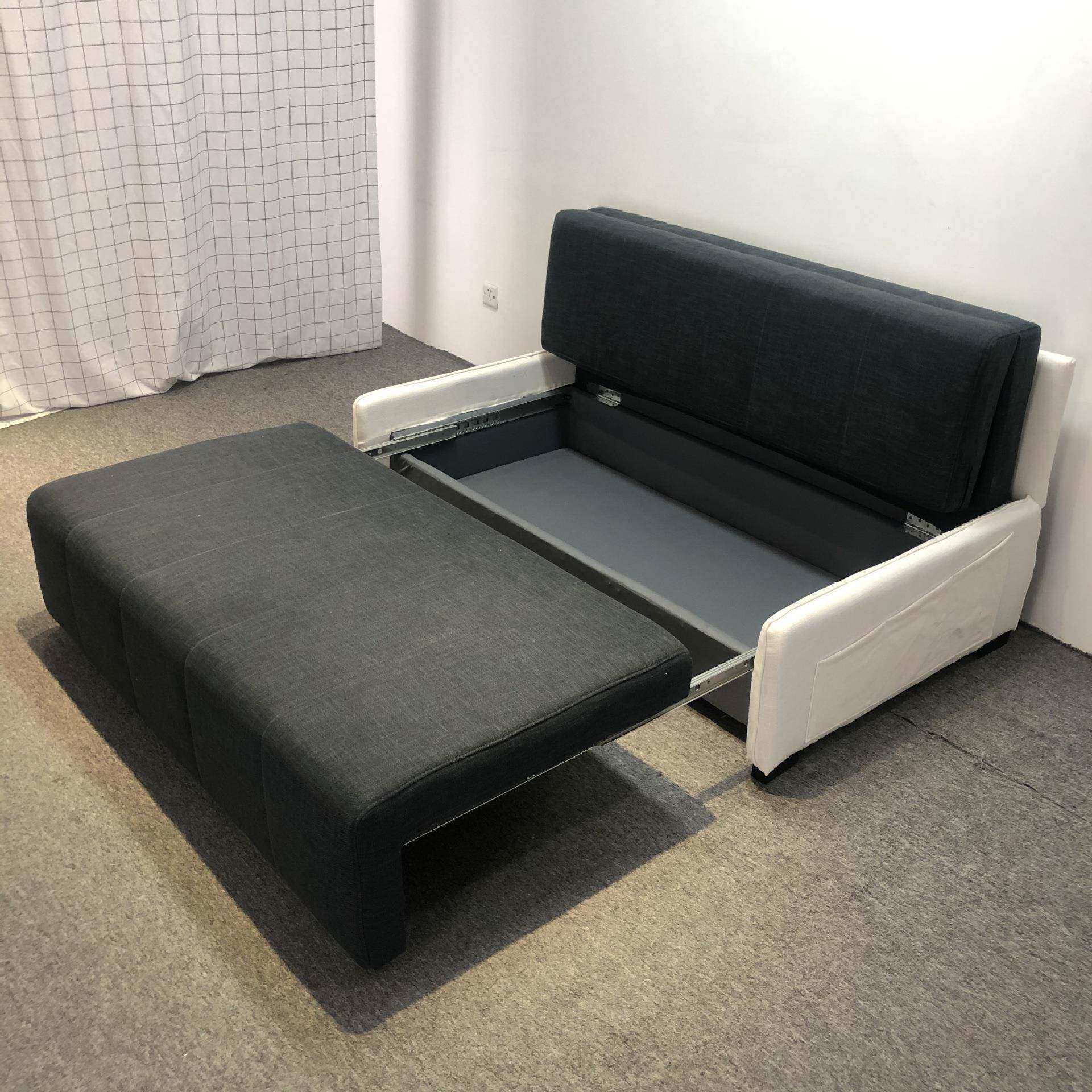 小户型多功能沙发床仿棉麻布艺推拉储物两用客厅卧室公寓梳化