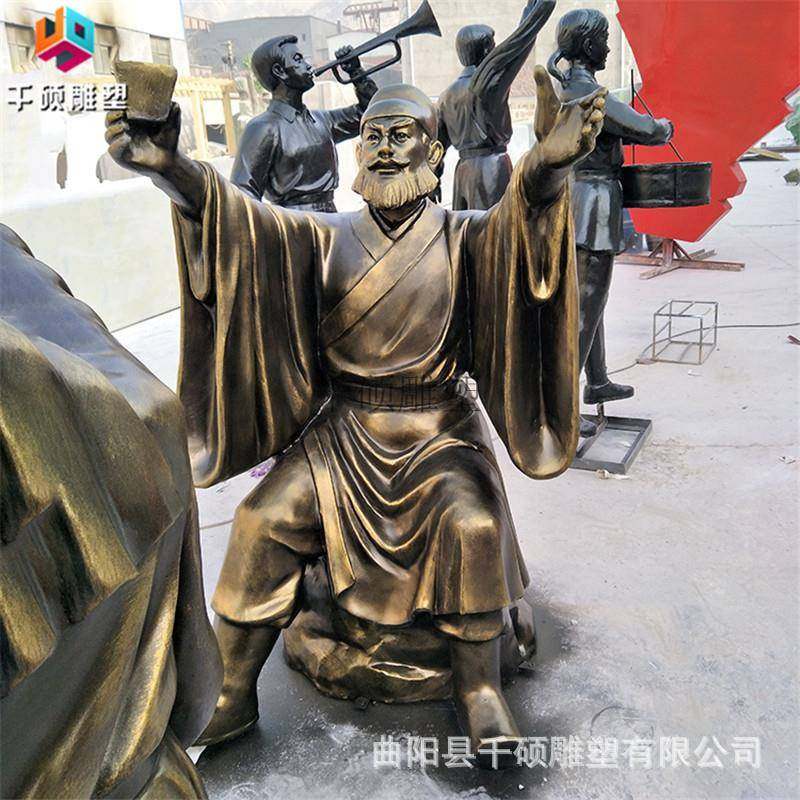 现货玻璃钢仿铜古代三国人物雕塑桃园三结义刘备关羽张飞雕像摆件