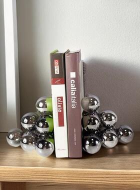 简约现代烟灰色水晶玻璃书档样板房间摆件创意书房书靠书柜书立装