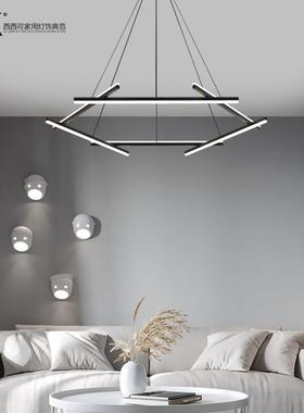 餐厅吊灯简约现代大气家用线条客厅灯极简网红led大厅卧室吸顶灯