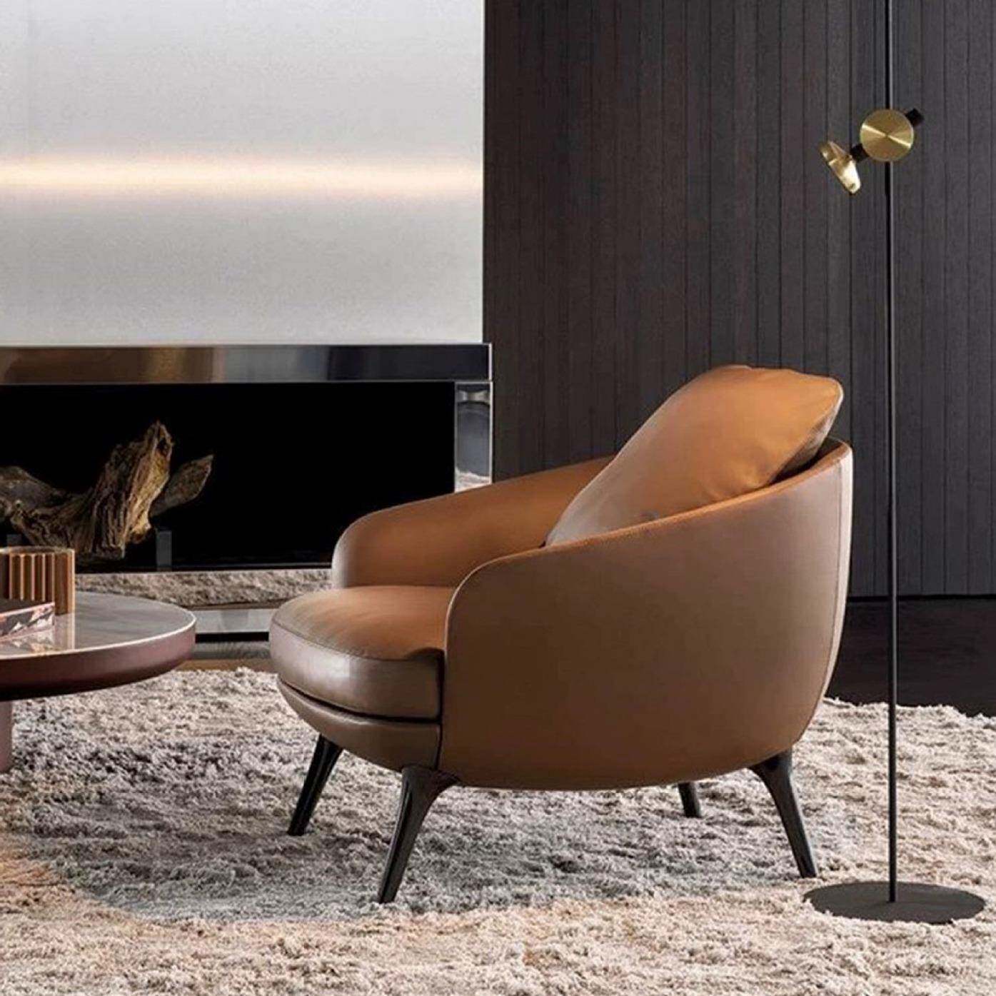 意式真皮单人沙发椅休闲老虎椅阳台客厅布艺家用轻奢简约懒人椅子