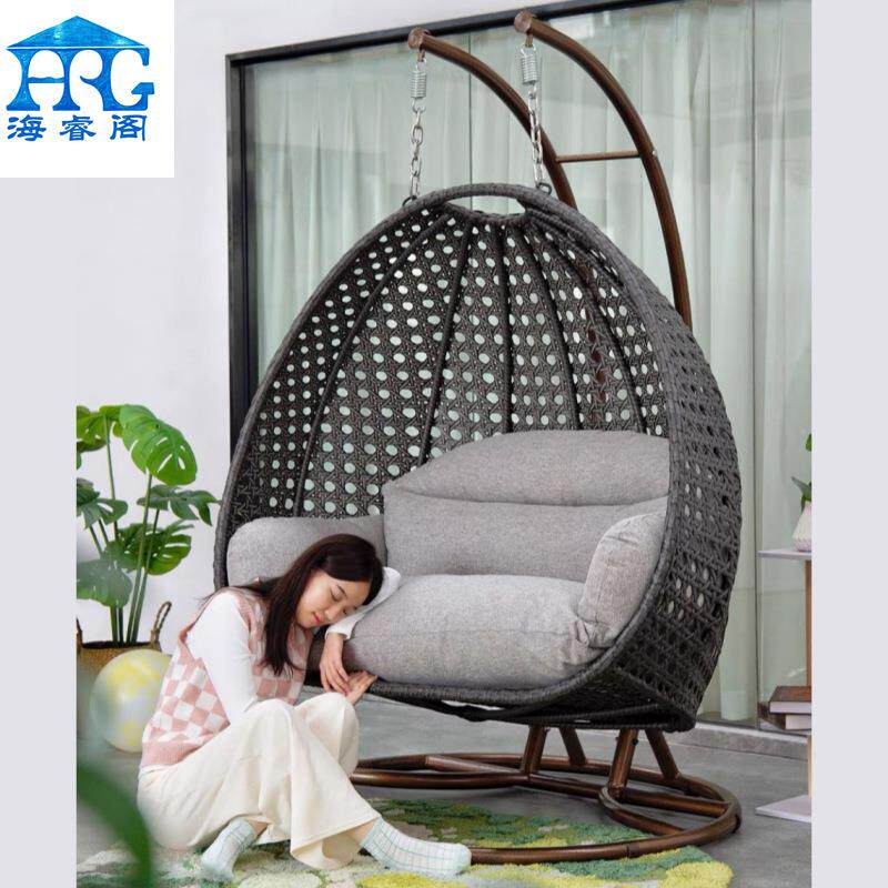 户外休闲双人吊椅室外庭院花园藤编悬挂秋千吊篮椅阳台懒人藤吊床