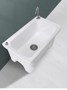 cs陶瓷拖把池号家用卫生间阳台洗地拖盆拖布池长方形高脚墩布槽