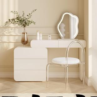 现代简约梳妆台卧室斗柜一体实木高级感法式奶油风轻奢床尾化妆桌