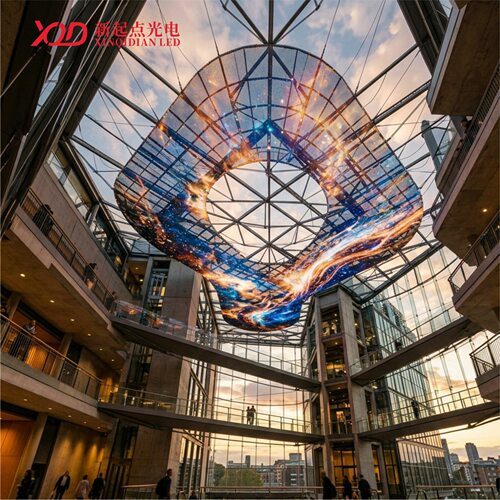 大楼外墙防水广告位LED彩色显示网格屏 透明高清玻璃外墙网格屏