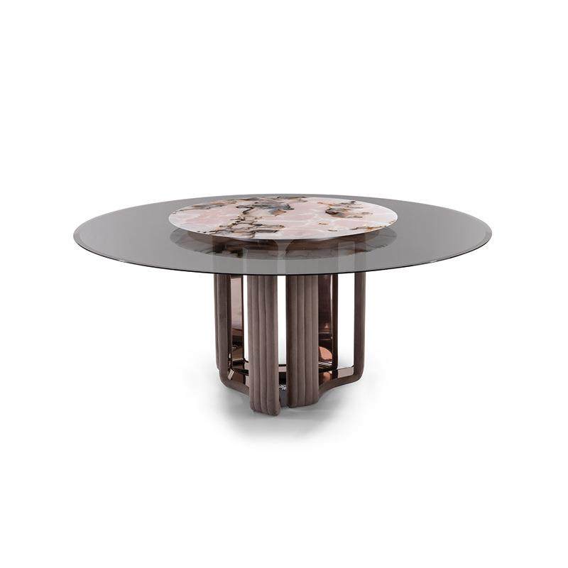 高级轻奢天然粉玉奢石餐桌不锈钢圆形钢化玻璃餐台设计师别墅家具,鲜花速递/花卉仿真/绿植园艺,割草机/草坪机,淘宝优惠券,粉丝福利购,淘宝优惠卷