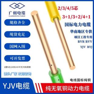 广州电缆电线国标纯铜1.5/2.5/4/6平方bvr软线二三芯阻燃电源线厂