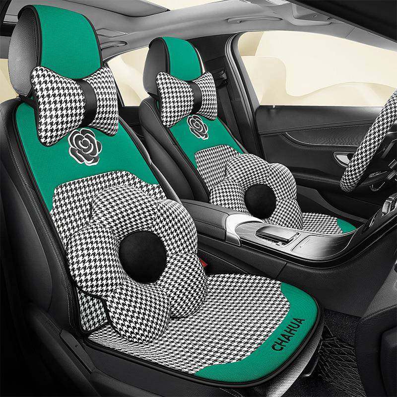 千鸟格花朵汽车座垫四季通用五座无包围小蛮腰卡通座椅垫防滑垫,节庆用品/礼品,新娘配件,淘宝优惠券,粉丝福利购,淘宝优惠卷