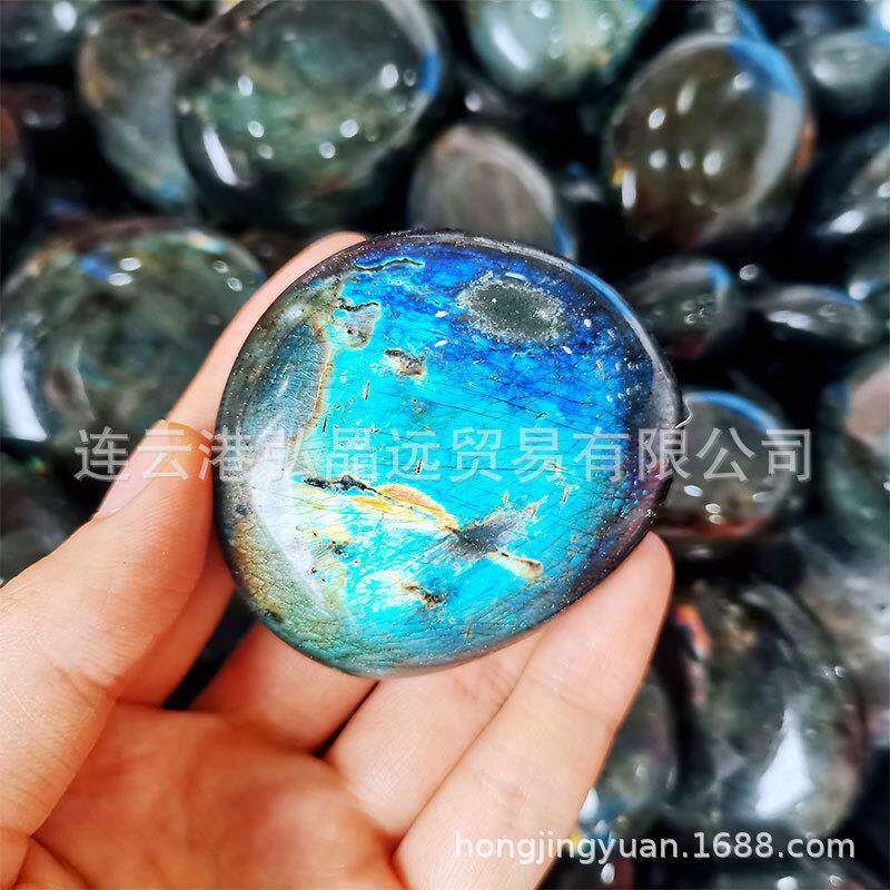 弘晶远水晶天然拉长石把玩随型日光石手把件闪光石把件原石打磨
