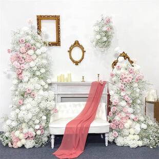 新款婚礼入场花柱仿真花门婚庆橱窗展区花艺布置摆件