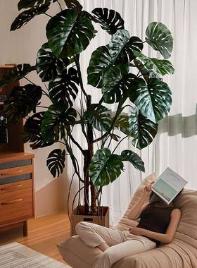 绿植龟室竹客HBJ背厅办摆公仿生室内植物盆栽件落地装饰假树轻奢