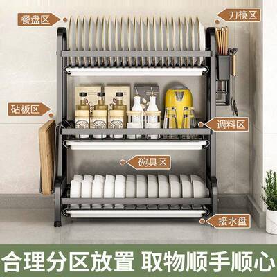 厨房置物架碗碟收沥纳架架家用碗柜碗水筷SLI盘盒多功能放碗架子