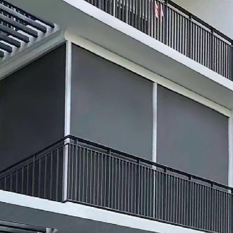 防SWX风防雨卷帘凉亭断台电动遮阳防蚊虫隔阳遮阳帘遥控帘挡风窗