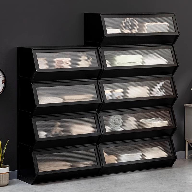 家庭收纳帮柜子多层带柜门储物柜落置物简易地置物柜架收纳123好