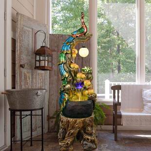 山假流水喷泉客厅加湿36273家器居装饰简约时办尚公室盆景孔雀落