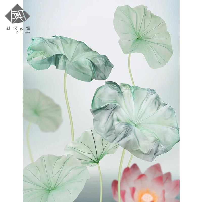 夏季大型立体真荷荷花端真丝纱花铺橱窗装饰店商叶JFQ场广场美陈