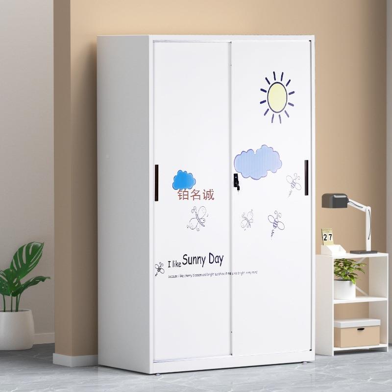 跨境钢制装家印花柜TSB储柜阳物台柜卡通移门用衣柜拆推拉门收纳