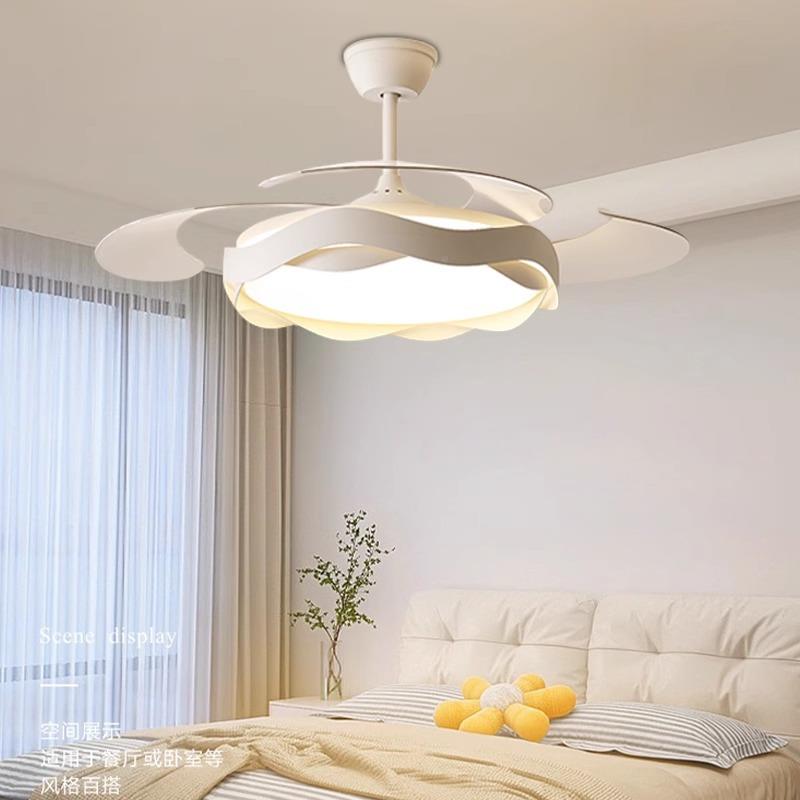 主现卧隐形风扇全吊灯无品牌/光谱代简约奶油风扇灯餐厅家用一体