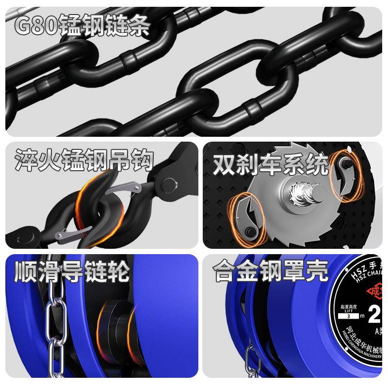 圆形拉葫芦倒手链手拉葫HSZ-1t*3芦12T3手T5T1T0吨重型动葫芦起重