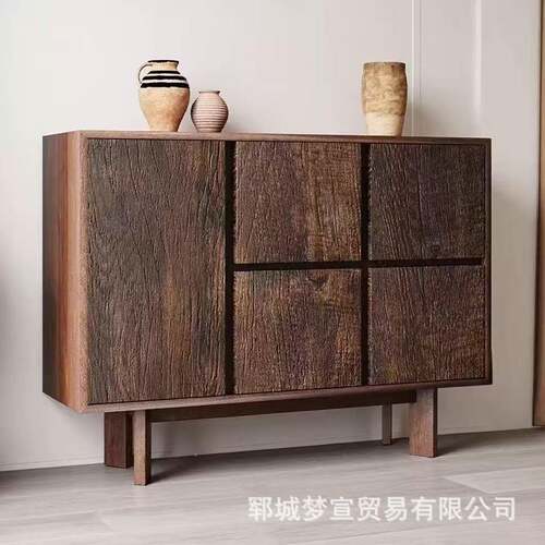 诧异风老木餐边柜装客边厅饰小榆型多宝阁博古架NCD实木收纳柜书