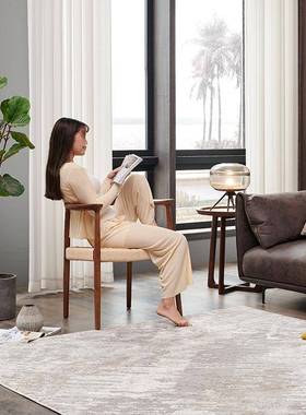 木餐椅实扶闲手椅绳编书房靠背家用总统椅客83753休办公会茶室