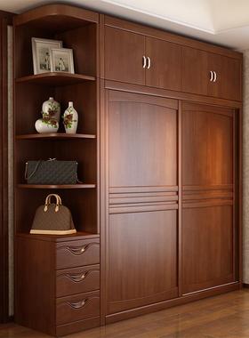 衣柜实木推拉门柜家用装大容量整衣橱储物收71412体纳组子中式卧