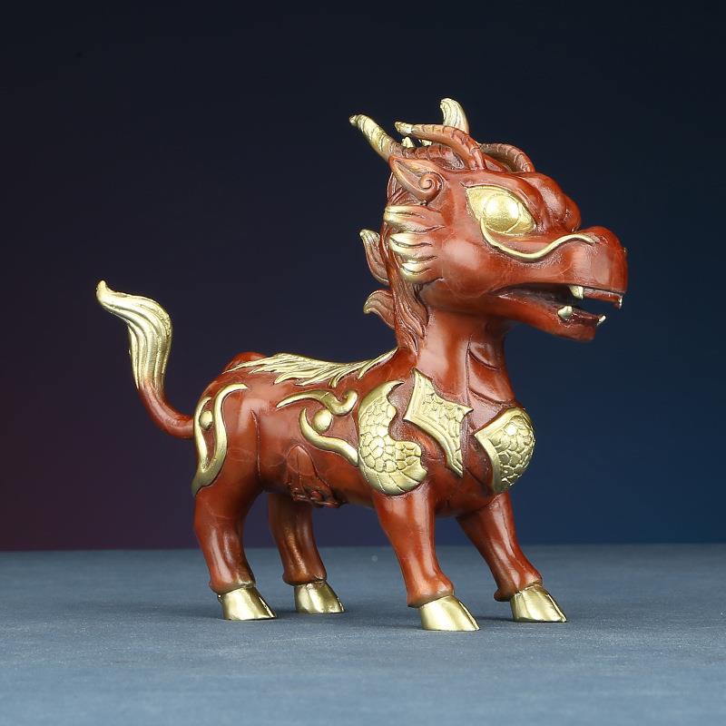 彩铜家瑞办兽萌版麒麟摆件居装饰品352客厅公室创意装饰品摆件